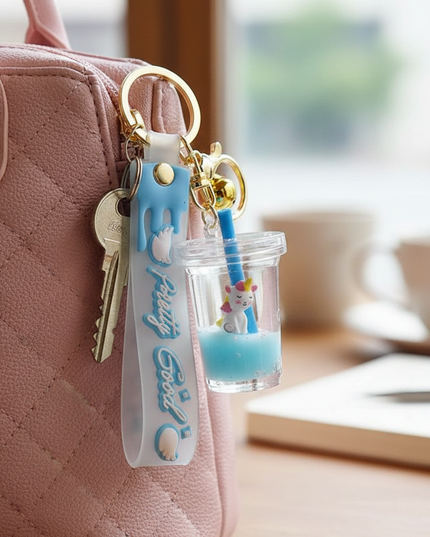 glitter liquid unicorn keychain - lifestyle