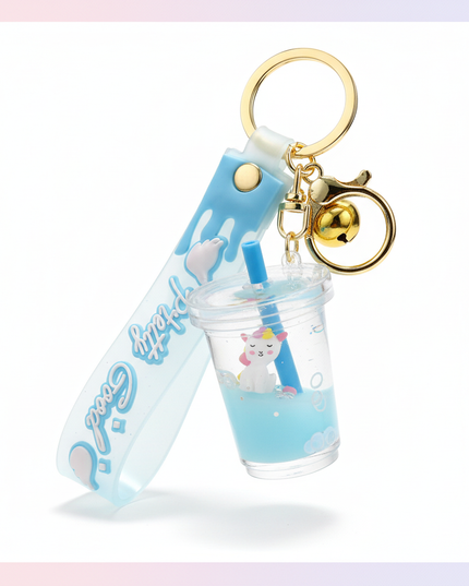 glitter liquid unicorn keychain - white-bg