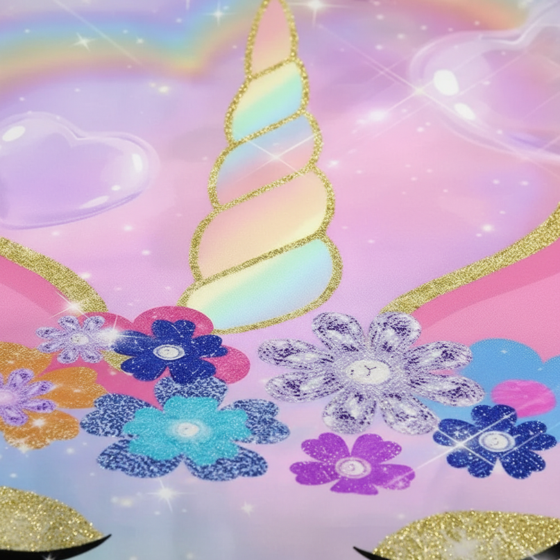 glitter unicorn bedding - detail