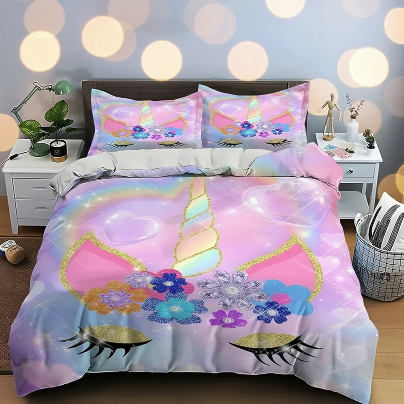 glitter unicorn bedding - lifestyle