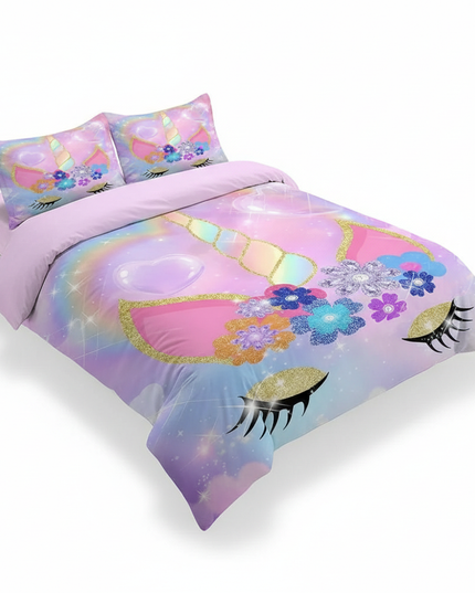 glitter unicorn bedding - white-bg