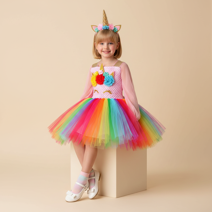 glitter unicorn dress sequin carnival - sitting