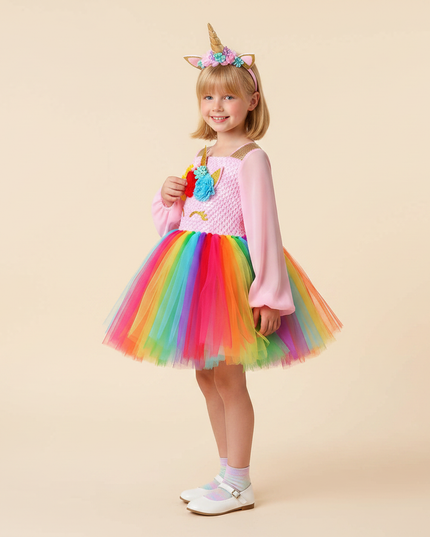 glitter unicorn dress sequin carnival - three-quarter