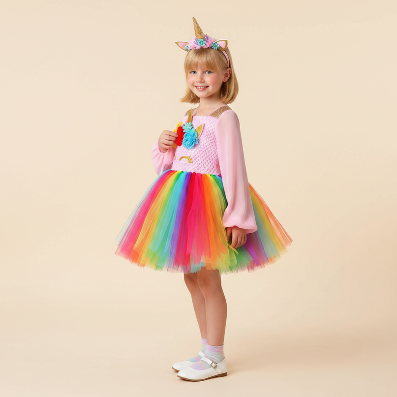 glitter unicorn dress sequin carnival - three-quarter