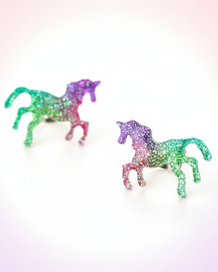 glitter unicorn earrings - white-bg