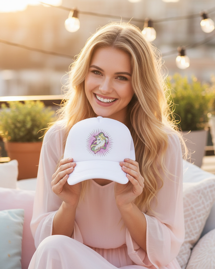 glitter unicorn hat - in-use