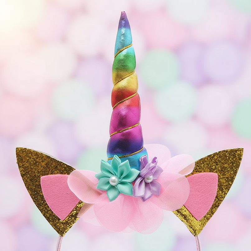 glitter unicorn headband - detail