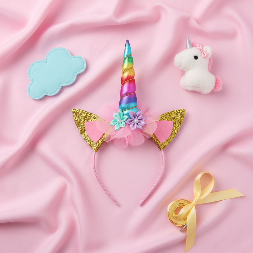 glitter unicorn headband - flat-lay