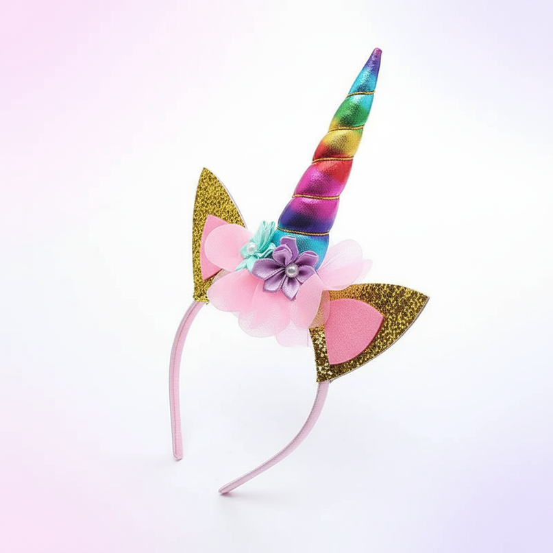 glitter unicorn headband - white-bg