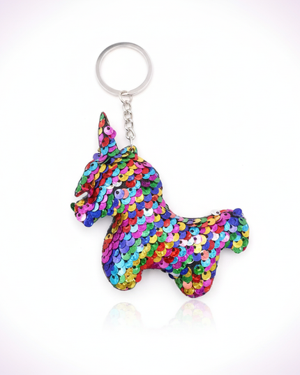 glitter unicorn keychain - white-bg