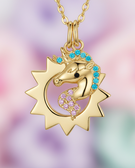 glitter unicorn necklace - detail