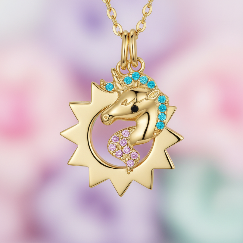 glitter unicorn necklace - detail