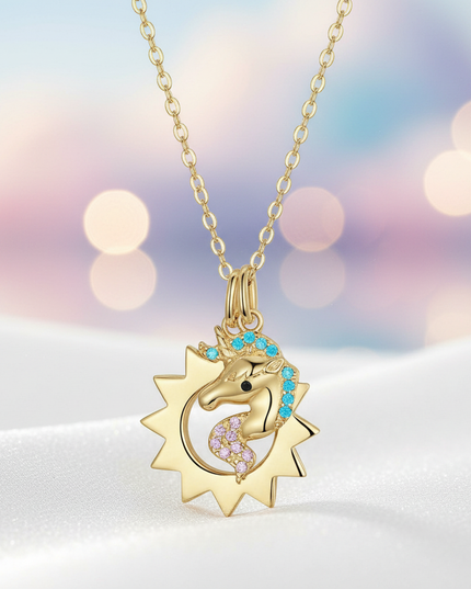 glitter unicorn necklace - lifestyle