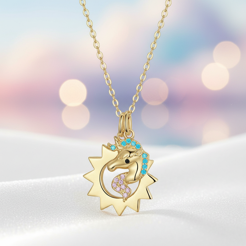 glitter unicorn necklace - lifestyle