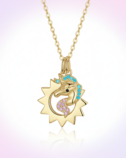 glitter unicorn necklace - white-bg