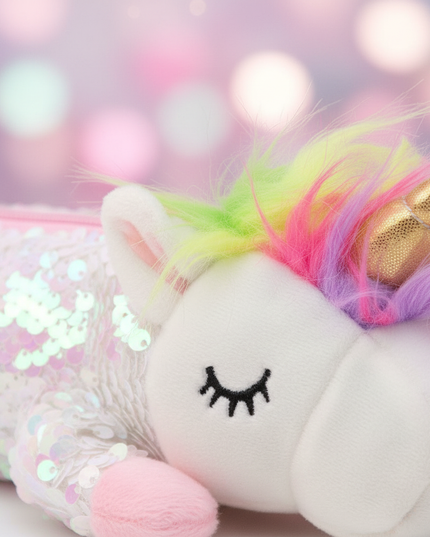 glitter unicorn pencil case - detail