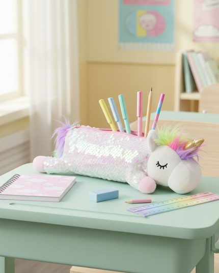 glitter unicorn pencil case - lifestyle