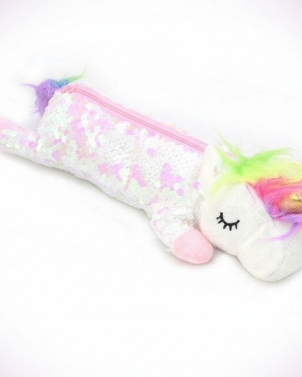 glitter unicorn pencil case - white-bg