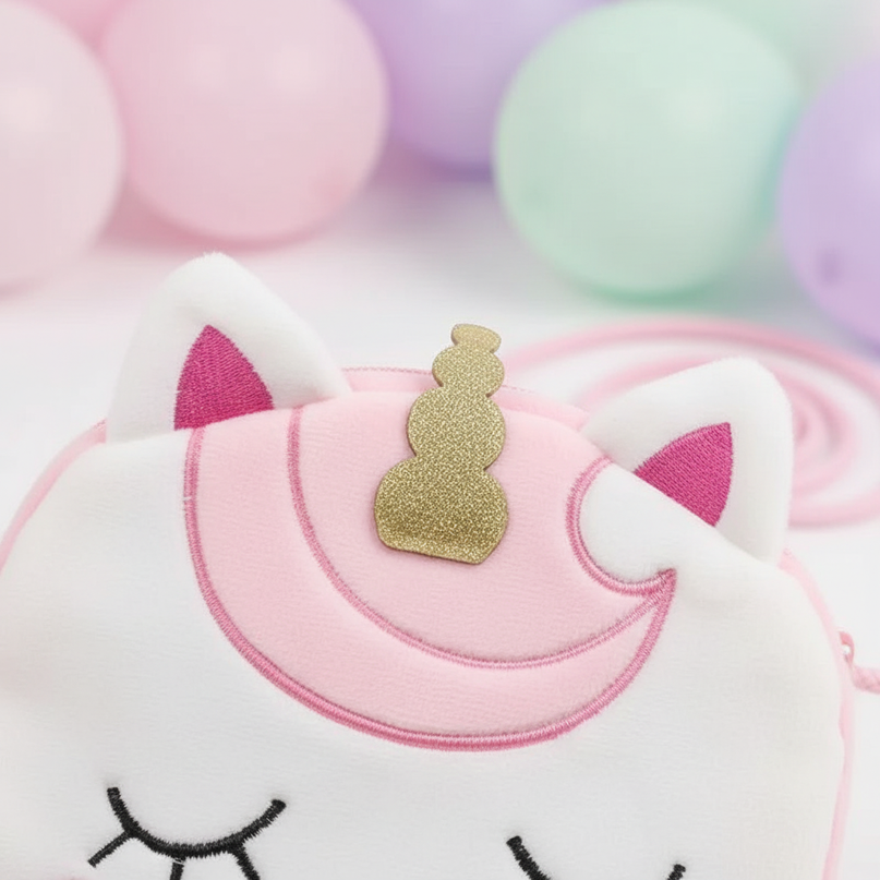 glitter unicorn purse - detail