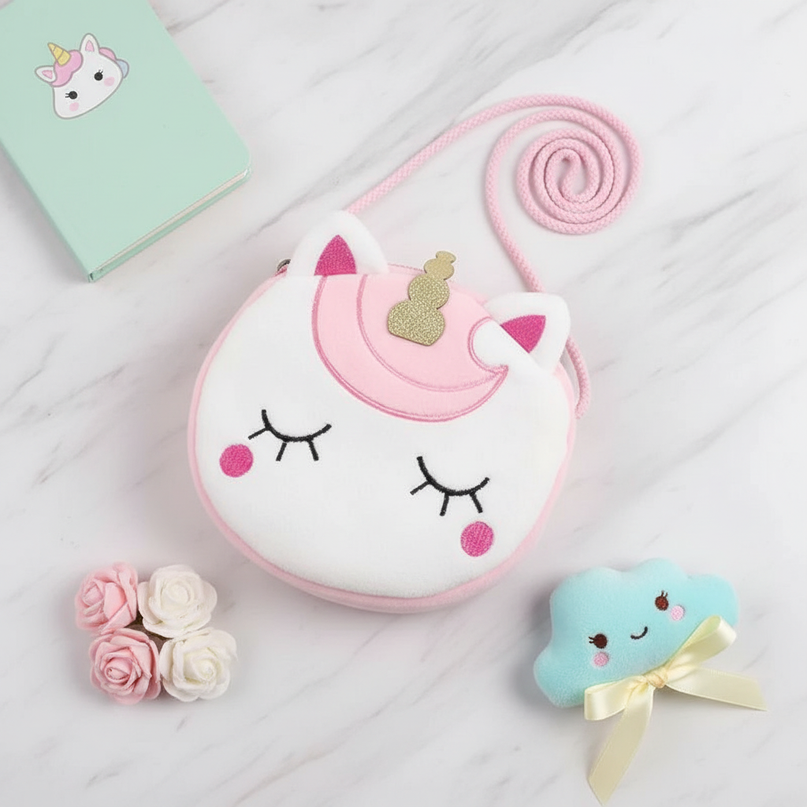 glitter unicorn purse - flat-lay