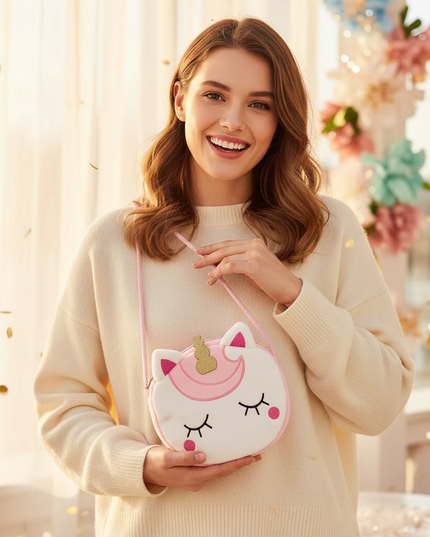 glitter unicorn purse - in-use