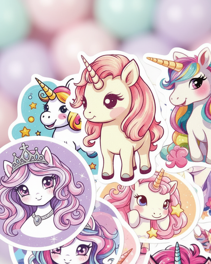 glitter unicorn stickers - detail