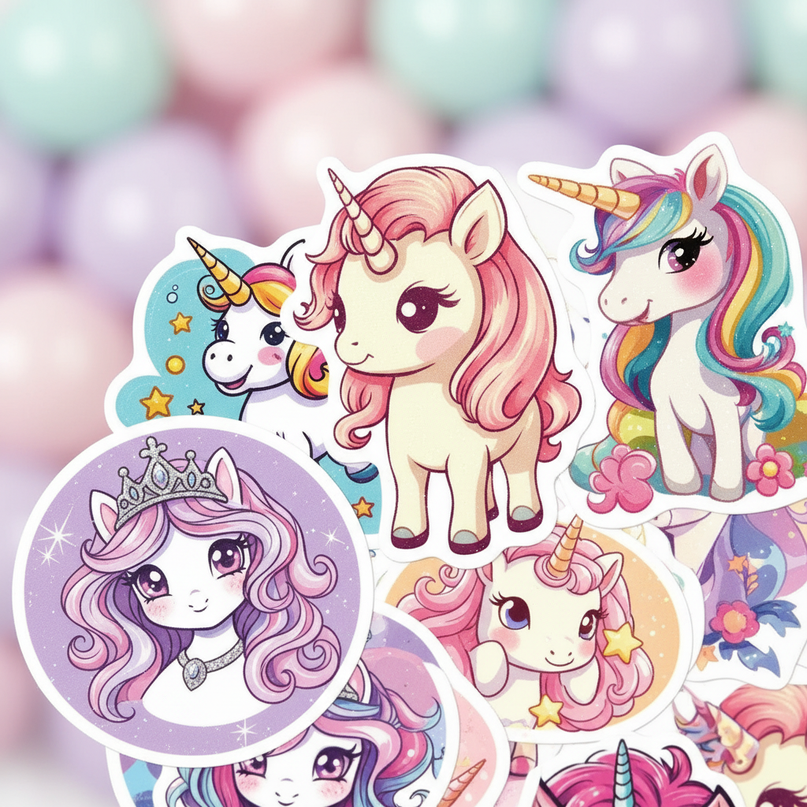 glitter unicorn stickers - detail