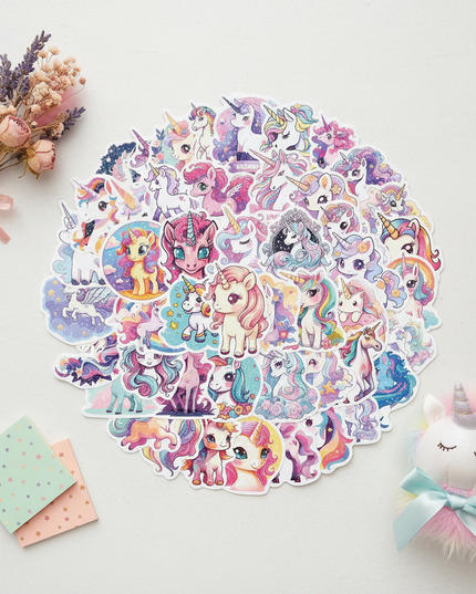 glitter unicorn stickers - flat-lay