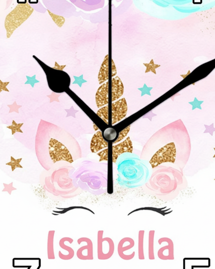 glitter unicorn wall clock - detail