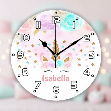 glitter unicorn wall clock - lifestyle