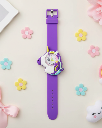 glitter unicorn watch - flat-lay