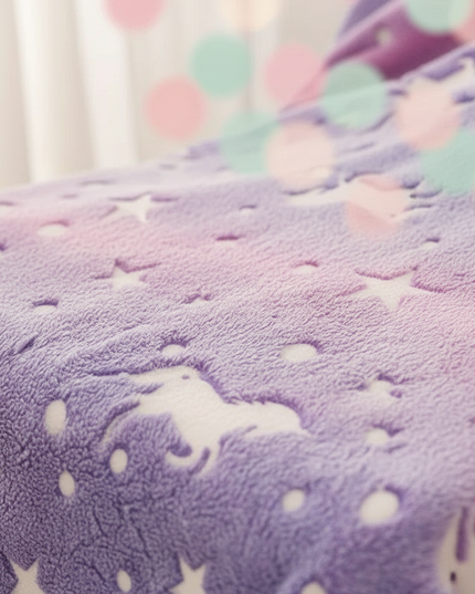 glow dark unicorn blanket - detail