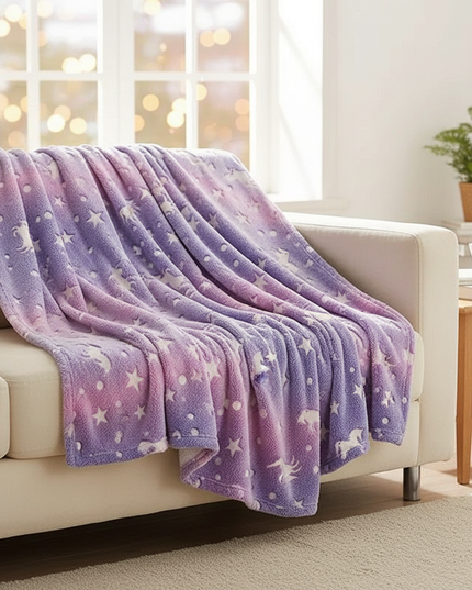glow dark unicorn blanket - lifestyle