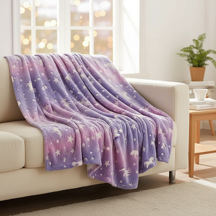 glow dark unicorn blanket - lifestyle