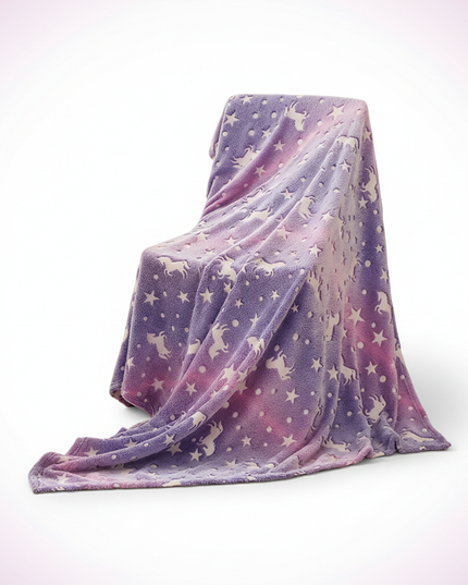 glow dark unicorn blanket - white-bg