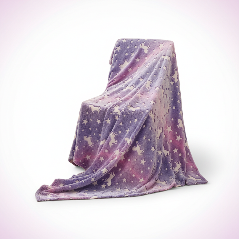 glow dark unicorn blanket - white-bg