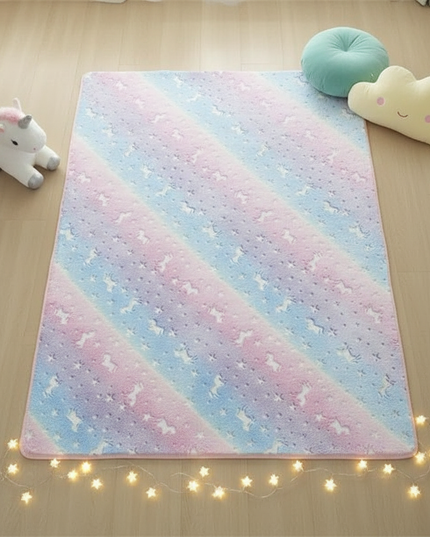 glow dark unicorn rug - flat-lay