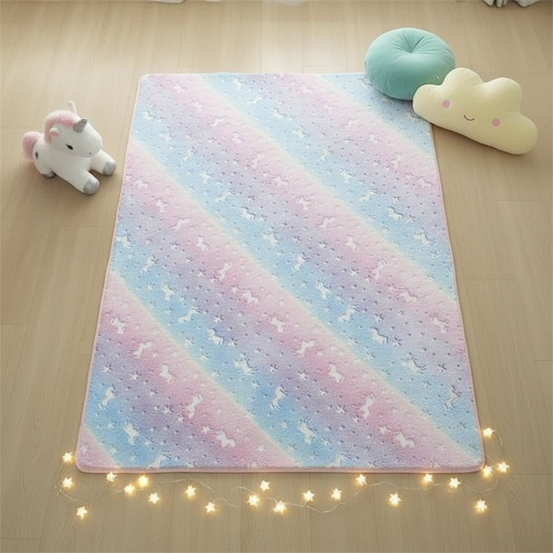 glow dark unicorn rug - flat-lay