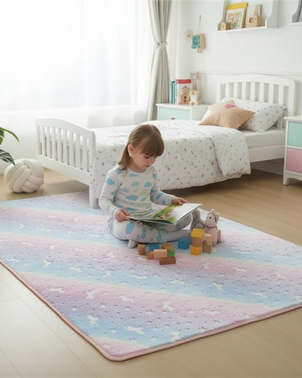 glow dark unicorn rug - in-use
