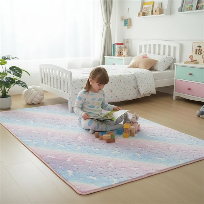 glow dark unicorn rug - in-use