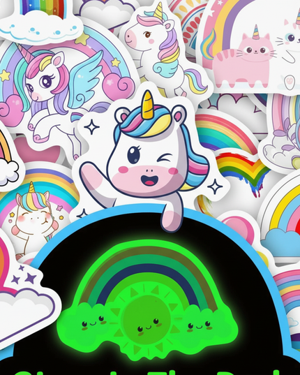glow dark unicorn stickers - detail