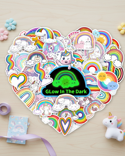 glow dark unicorn stickers - flat-lay