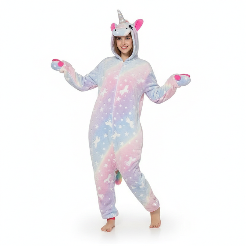 glow in the dark unicorn onesie - white-bg