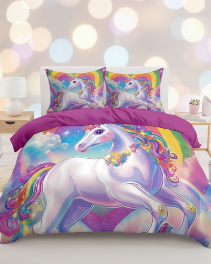 glowing heart rainbow unicorn bedding - lifestyle