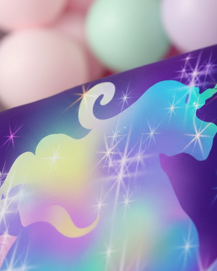 glowing neon unicorn bedding - detail