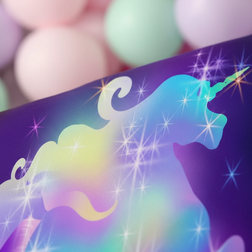glowing neon unicorn bedding - detail