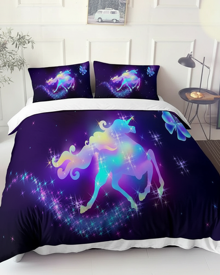 glowing neon unicorn bedding - lifestyle