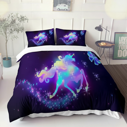 glowing neon unicorn bedding - lifestyle