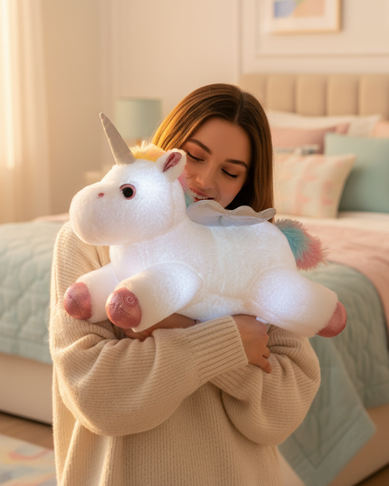 glowing unicorn plush - in-use