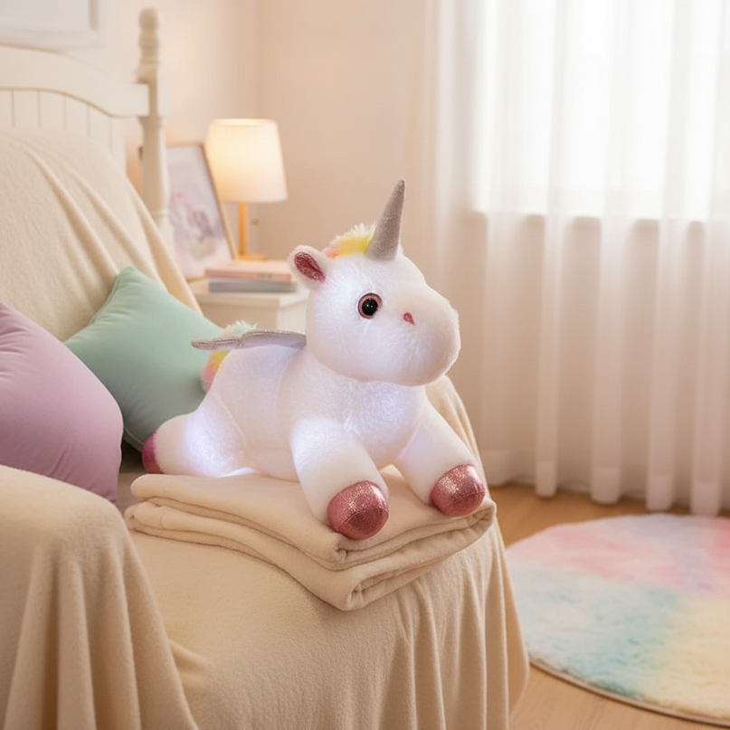 glowing unicorn plush - lifestyle